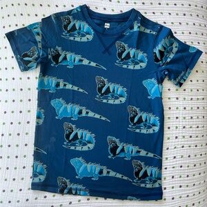 Tea Collection Teal Iguana Print Kids Tee